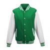 Just Hoods AWJH043 Varsity férfi pamut dzseki - Kelly Green/Arctic White