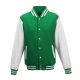 Just Hoods AWJH043 Varsity férfi pamut dzseki - Kelly Green/Arctic White