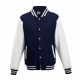 Just Hoods AWJH043 Varsity férfi pamut dzseki - Oxford Navy/White