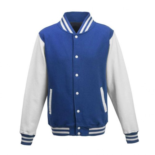 Just Hoods AWJH043 Varsity férfi pamut dzseki - Royal Blue/Arctic White