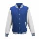 Just Hoods AWJH043 Varsity férfi pamut dzseki - Royal Blue/Arctic White