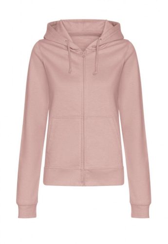 Just Hoods AWJH050F College női pamut cipzáros kapucnis pulóver - Dusty Pink