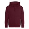 Just Hoods AWJH050J gyerek pamut cipzáros pulóver - Burgundy