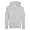 Just Hoods AWJH050J gyerek pamut cipzáros pulóver - Heather Grey