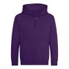 Just Hoods AWJH050J gyerek pamut cipzáros pulóver - Purple