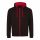 Just Hoods AWJH053 Varsity pamut cipzáros kapucnis pulóver - Jet Black/Fire Red