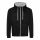 Just Hoods AWJH053 Varsity pamut cipzáros kapucnis pulóver - Jet Black/Heather Grey