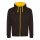 Just Hoods AWJH053 Varsity pamut cipzáros kapucnis pulóver - Jet Black/Gold