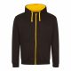 Just Hoods AWJH053 Varsity pamut cipzáros kapucnis pulóver - Jet Black/Gold