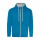 Just Hoods AWJH053 Varsity pamut cipzáros kapucnis pulóver - Sapphire Blue/Heather Grey