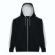 Just Hoods AWJH066 Sports cipzáros kapucnis pulóver - Jet Black/Arctic White