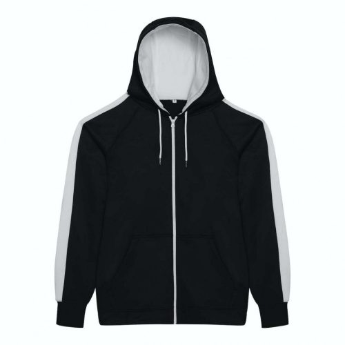 Just Hoods AWJH066 Sports cipzáros kapucnis pulóver - Jet Black/Arctic White