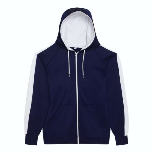 Just Hoods AWJH066 Sports cipzáros kapucnis pulóver - Oxford Navy/Arctic White