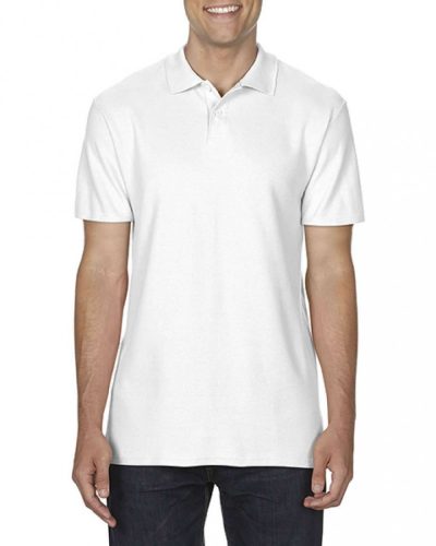 Gildan 64800 Softstyle unisex pamut galléros piké póló - White