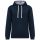 Kariban KA4013 Contrast mintás pamut unisex kapucnis pulóver - Navy/Mariniere