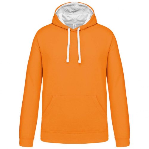 Kariban KA446 Contrast férfi pamut kapucnis pulóver - Orange/White