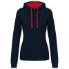 Kariban KA465 Contrast női pamut kapucnis pulóver - Navy/Red