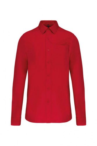 Kariban KA541 férfi pamut hosszú ujjú poplin ing - Classic Red