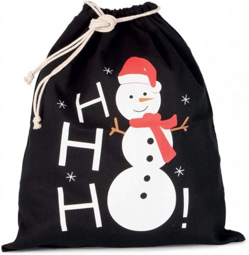 Kimood KI0745 COTTON BAG WITH SNOWMAN DESIGN AND DRAWCORD CLOSURE U