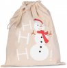 Kimood KI0745 COTTON BAG WITH SNOWMAN DESIGN AND DRAWCORD CLOSURE U