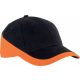 K-UP KP045 Racing pamut kéttónusú 6 paneles sapka - Black/Orange