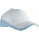 K-UP KP045 Racing pamut kéttónusú 6 paneles sapka - White/Sky Blue