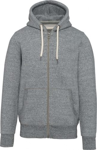 Kariban KV2306 Vintage férfi cipzáros kapucnis pulóver - Slub Grey Heather