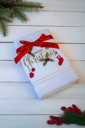 Olima OLXMAS03 OLIMA CHRISTMAS TOWEL - MERRY CHRISTMAS ORNAMENTS 45X70