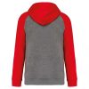 Proact PA369 Two-tone felnőtt kapucnis pulóver - Grey Heather/Sporty Red