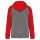 Proact PA369 Two-tone felnőtt kapucnis pulóver - Grey Heather/Sporty Red