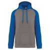 Proact PA369 Two-tone felnőtt kapucnis pulóver - Grey Heather/Sporty Royal Blue