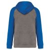 Proact PA369 Two-tone felnőtt kapucnis pulóver - Grey Heather/Sporty Royal Blue