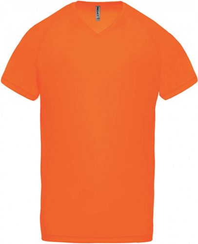 Proact PA476 férfi v-nyakú rövid ujjú sport póló - Fluorescent Orange