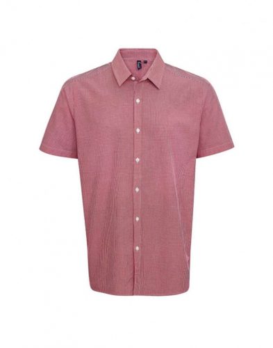 Premier PR221 MEN'S SHORT SLEEVE GINGHAM COTTON MICROCHECK SHIRT XS