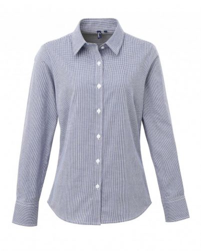 Premier PR320 WOMEN'S LONG SLEEVE GINGHAM MICROCHECK SHIRT S