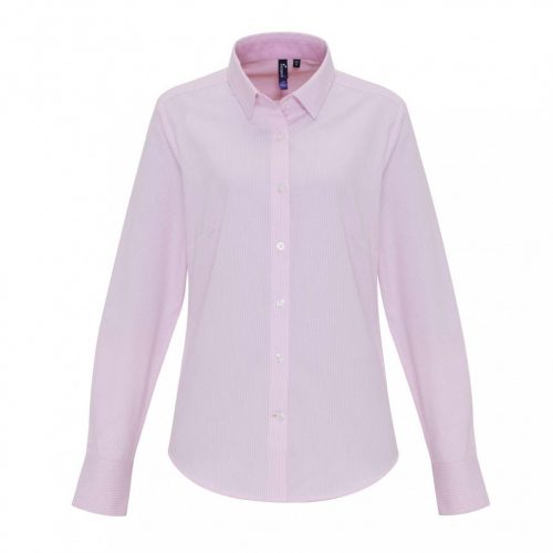 Premier PR338 WOMEN'S COTTON RICH OXFORD STRIPES SHIRT S