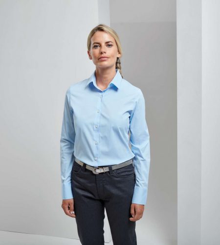 Premier PR344 WOMEN'S STRETCH-FIT COTTON POPLIN LONG SLEEVE SHIRT XS