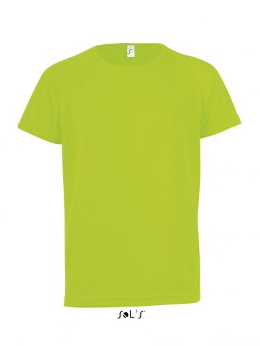 SOL'S SO01166 Sporty gyerek raglán ujjú kerek nyakú póló - Neon Green