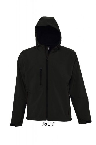 SOL'S SO46602 Replay férfi kapucnis softshell dzseki - Black