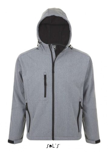 SOL'S SO46602 Replay férfi kapucnis softshell dzseki - Grey Melange