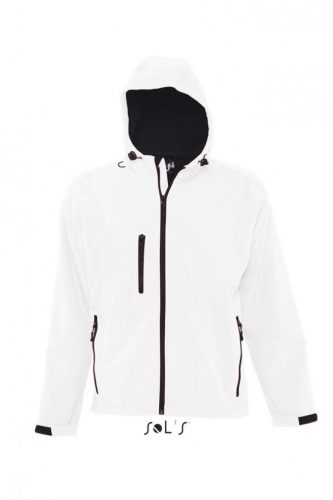 SOL'S SO46602 Replay férfi kapucnis softshell dzseki - White